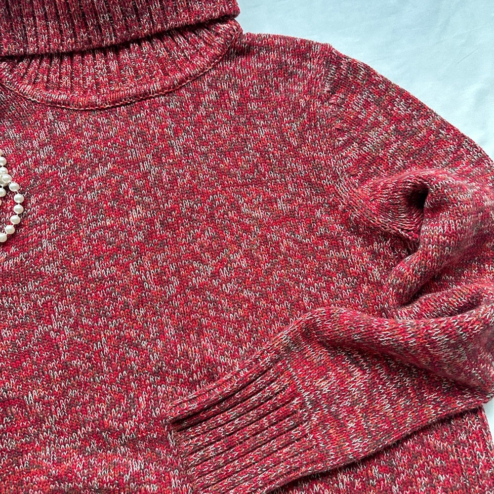 Cozy Red Turtleneck Sweater M L - Picture 8 of 16